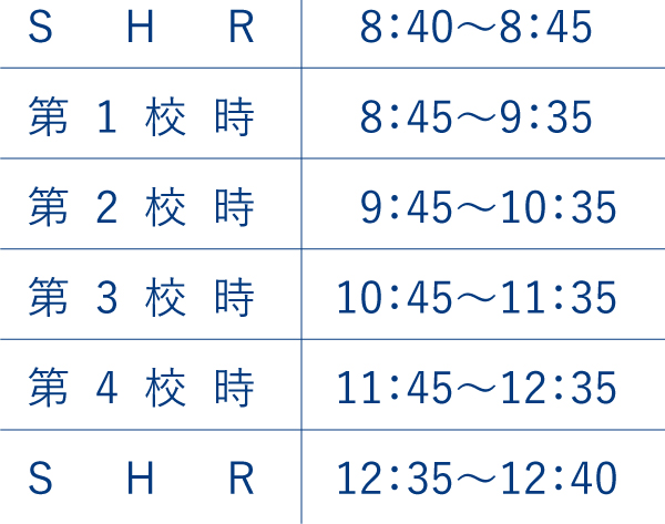 日課表土曜日（特別進学コース課外授業）